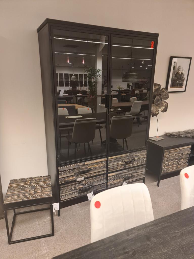 Nieuwe icathcers Malibu vitrinekast 190x120x40cm €375, Ophalen, Zwart, Overige materialen, Nieuw