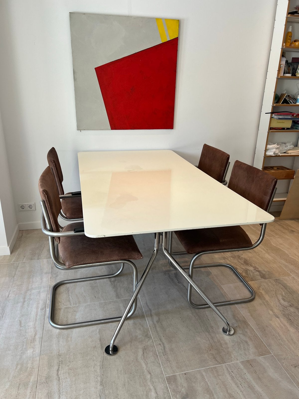Calligaris tafel wit, Ophalen, Overige materialen, Gebruikt, 50 tot 100 cm