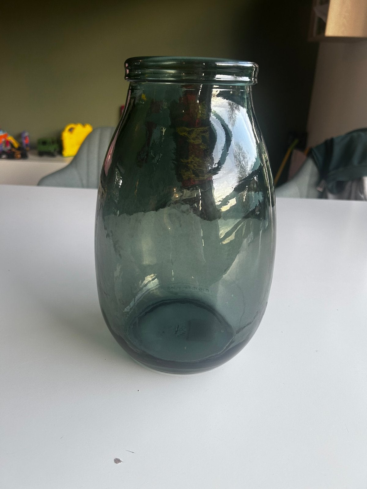 Decoris Vaas, blauw, gerecycled Glas 18x28 Cm, heel goed!, Ophalen, Blauw, Gerecycled glas, Glas