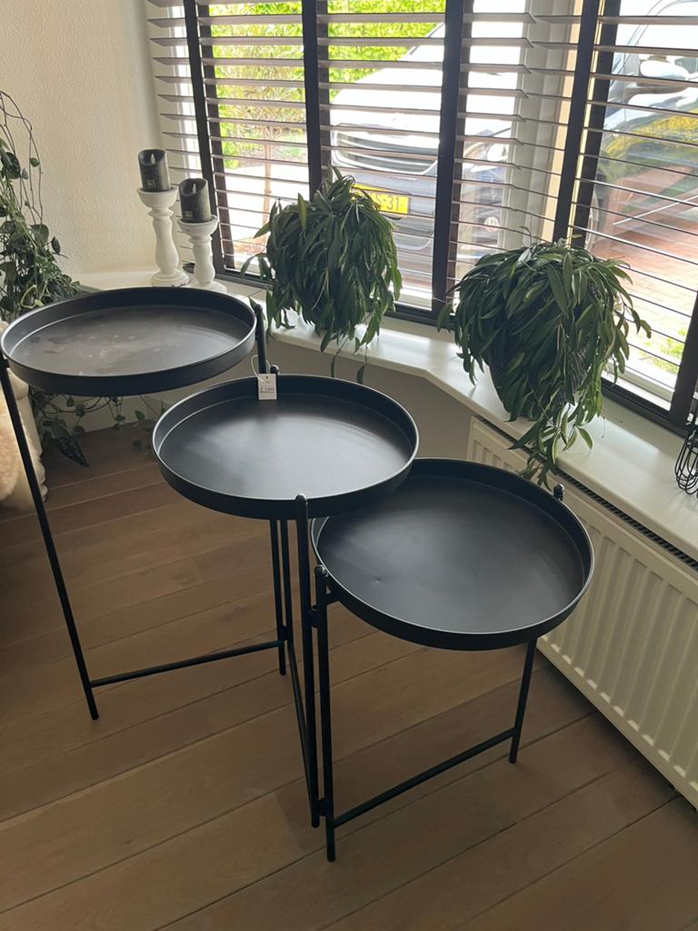 Bijzettafeltje, decoratietafeltje zwart of brons, Huis en Inrichting, Tafels | Bijzettafels, Ophalen, Nieuw, Rond, 60 cm of meer