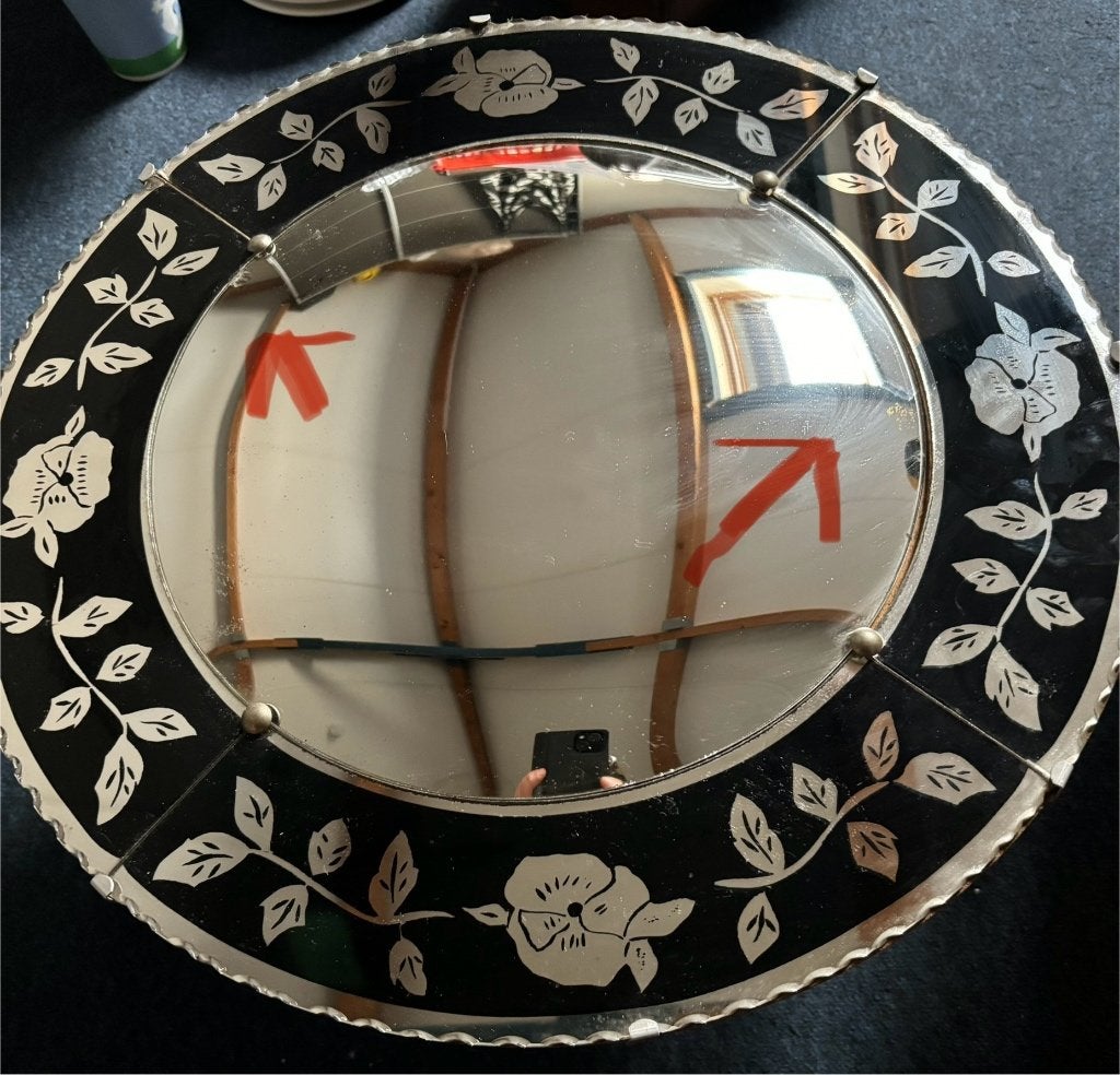 Antieke engelse spiegel, Antiek en Kunst, Ophalen, Rond, Minder dan 50 cm, Minder dan 100 cm