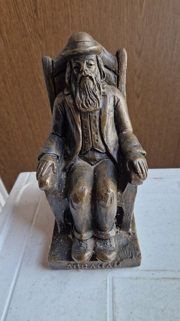 oud zwaar beeld abraham in stoel, Ophalen of Verzenden, Beeld, 20 - 50 cm, Man