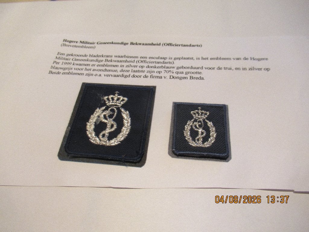 Hogere Mil. Gen Bekwaamheid Officiertandarts, Verzenden, Luchtmacht, Nederland, Embleem of Badge