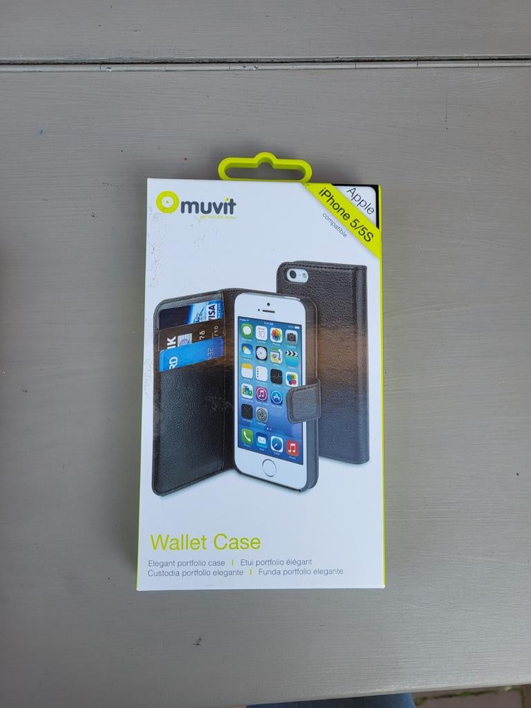 Muvit Wallet Case iPhone 5/5S Zwart - Nieuw, Ophalen of Verzenden, Nieuw, IPhone 5, Hoesje of Tasje