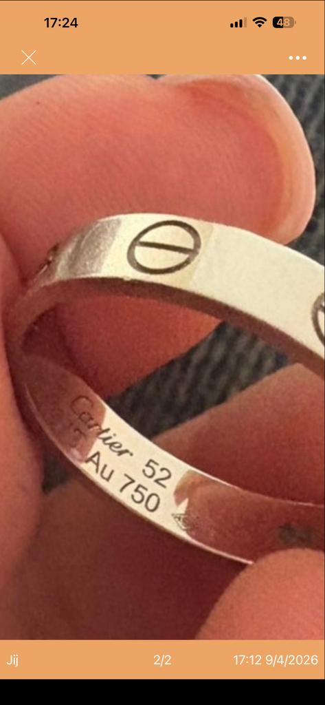 Cartier Love Ring 52 Witgoud met Certificaat en Doos, Sieraden, Tassen en Uiterlijk, Ringen, Ophalen of Verzenden, Zo goed als nieuw