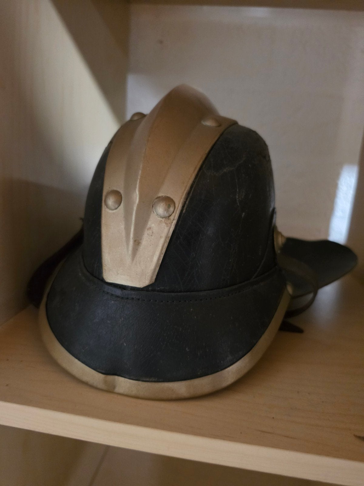 Antieke Lederen Brandweerhelm helm brandweer, Verzamelen, Ophalen of Verzenden