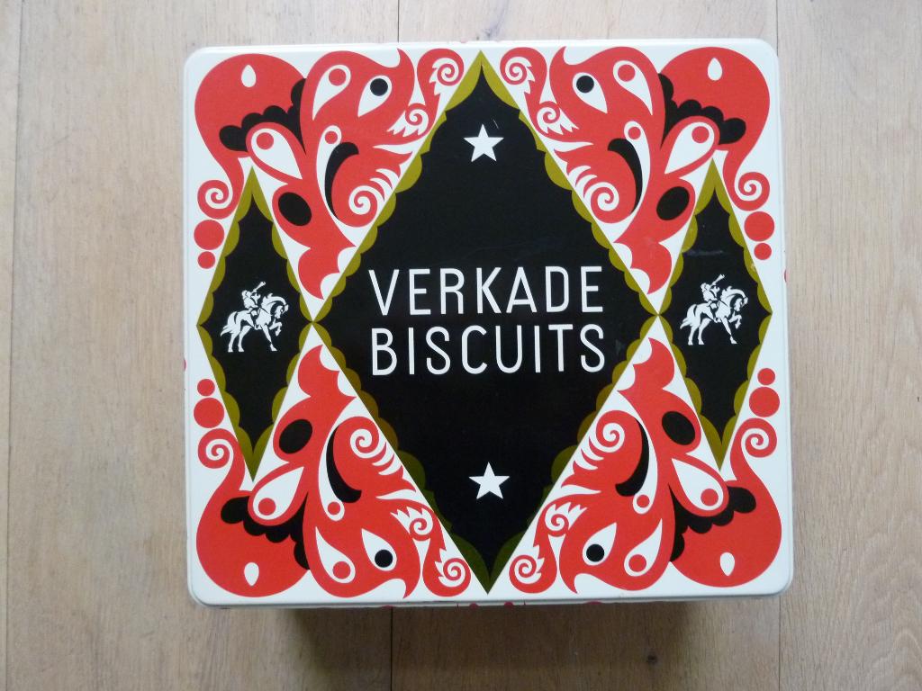 Verkade rood/wit blik., Ophalen of Verzenden, Zo goed als nieuw, Koek(jes), Verkade