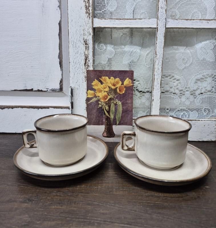 2 kopjes, Driehoek potterie Huizen,  vintage, Ophalen of Verzenden