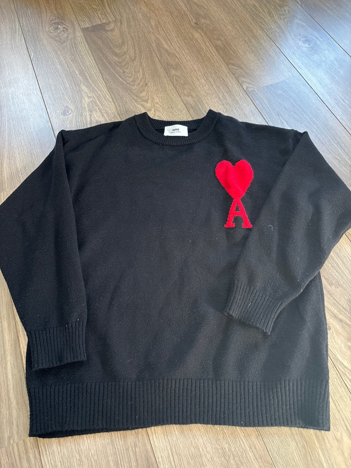 Ami Paris trui met hartlogo - Zwart - Maat M, Kleding | Heren, Ophalen of Verzenden, Zo goed als nieuw, Maat 46 (S) of kleiner