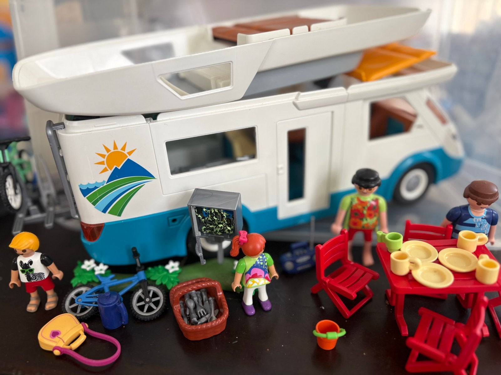 Playmobil Camper met boot en accessoires, Ophalen of Verzenden, Gebruikt, Jongen of Meisje
