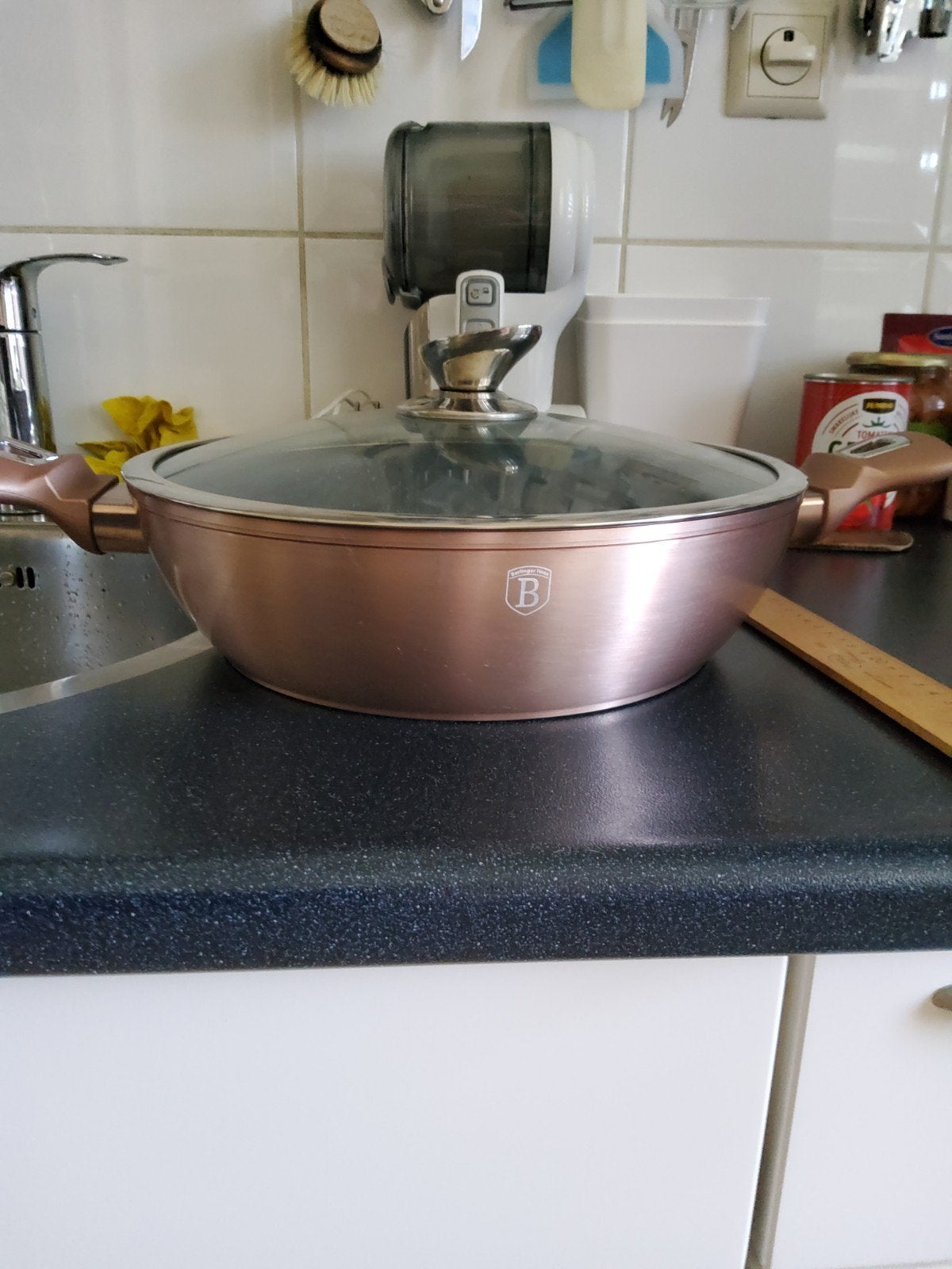 Berlinger Haus Pannenset - Kook en Braadpannen, Huis en Inrichting, Keuken | Potten en Pannen, Gebruikt, Pannenset, Rvs, Ophalen of Verzenden