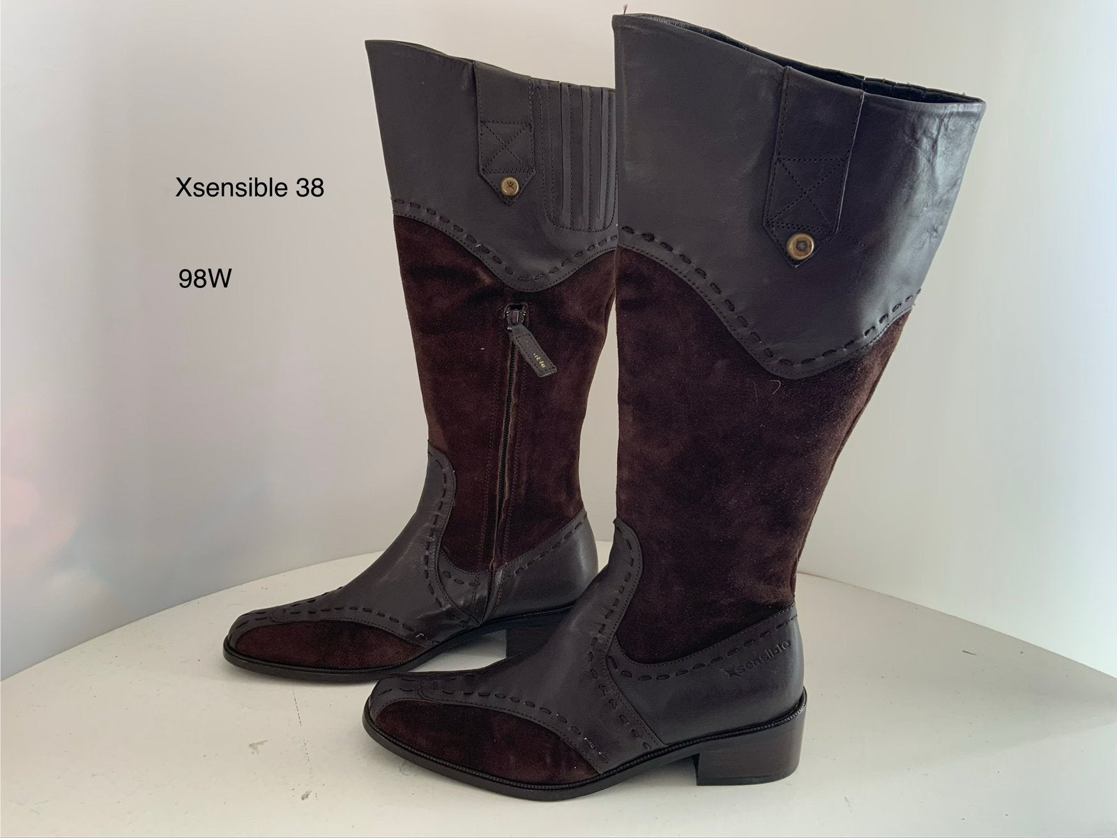 99W) Xsensible 38G bruine leren laarzen, Hoge laarzen, Bruin, Ophalen of Verzenden, Zo goed als nieuw