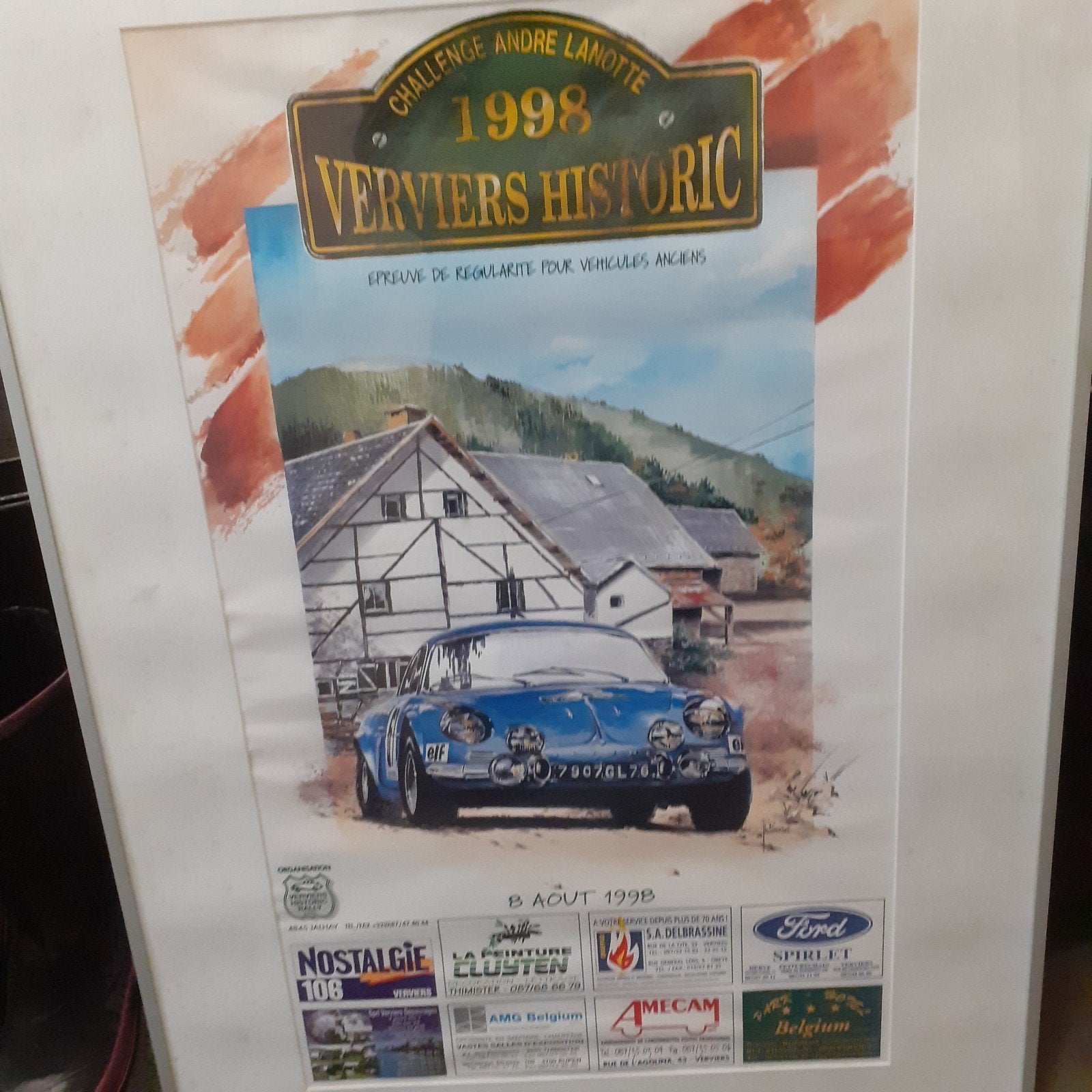 Rally Verviers Historic 1998 Poster -Challenge Andre Lanotte, Ophalen, Rechthoekig Staand, Met lijst, Nieuw
