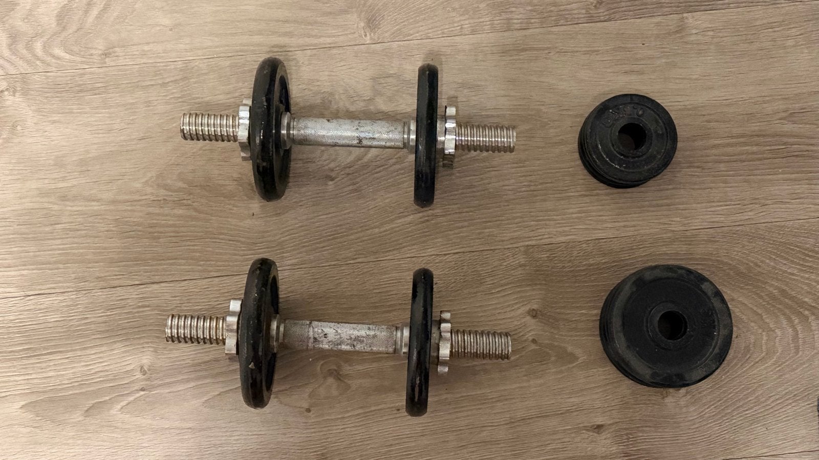 Verstelbare Dumbbells met Halterschijven, Sport en Fitness, Ophalen, Zo goed als nieuw, Armen, Dumbbell