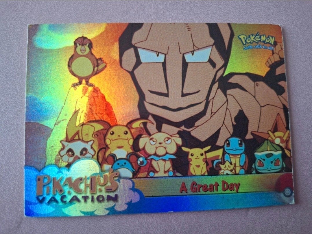 Topps Pikachu's Vacation Holo Foil Kaart '97/'98, Ophalen of Verzenden, Zo goed als nieuw, Losse kaart, Foil
