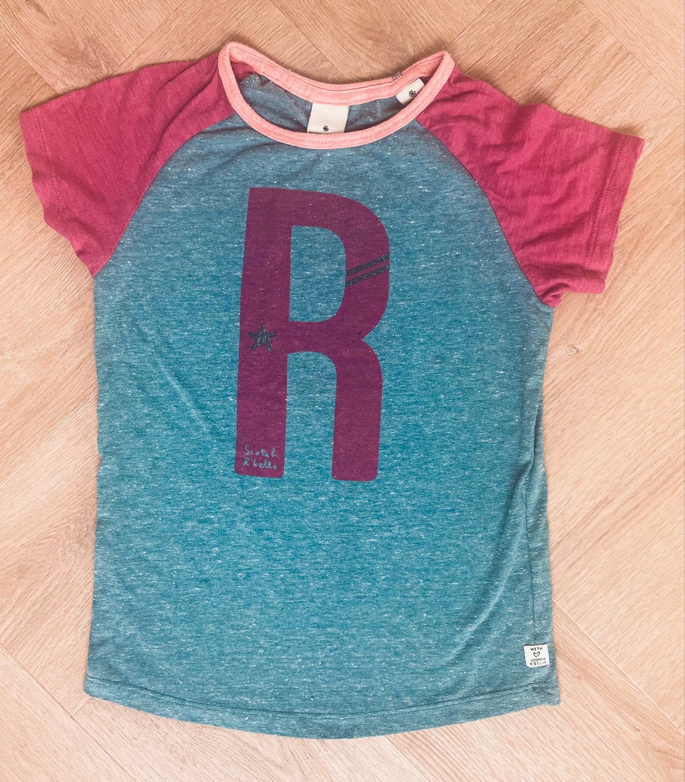 Scotch & Soda T-shirt met 'R' opdruk maat 128, Verzenden, Zo goed als nieuw, Jongen of Meisje, Shirt of Longsleeve