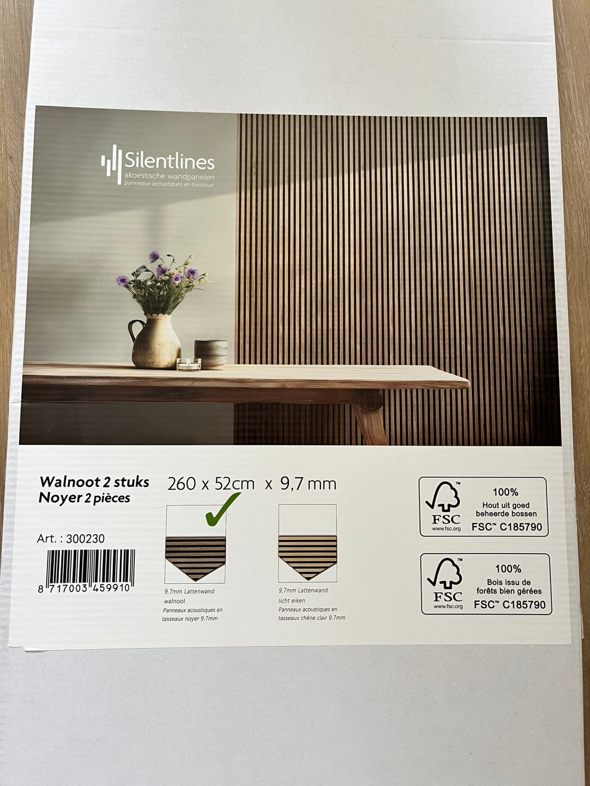 Akoestische Lattenwand Silentlines, Huis en Inrichting, Stoffering | Behang, Ophalen, Overige typen, Natuurlijk, Overige merken