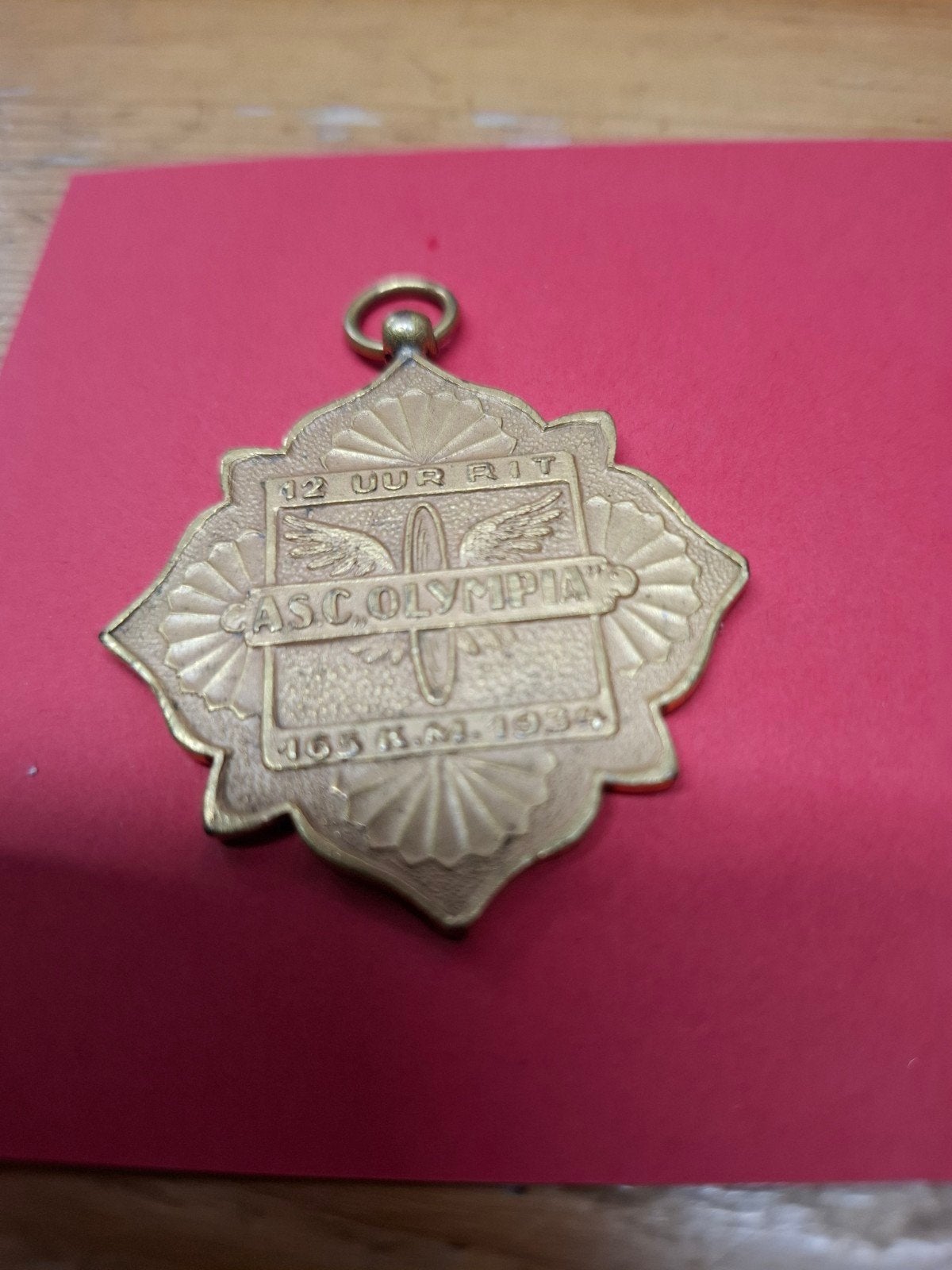 Antieke Medaille A.S.C. Olympia 12 Uur Rit 1934, Ophalen of Verzenden, Brons, Nederland