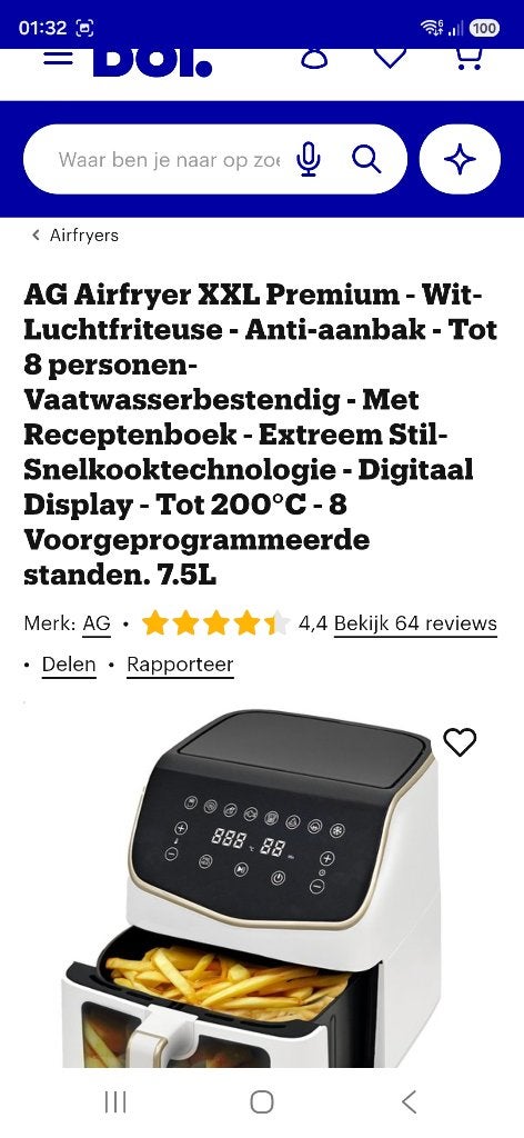 Airfryer xxl, Ophalen of Verzenden, Zo goed als nieuw, Airfryer XXL, 1500 gram of meer