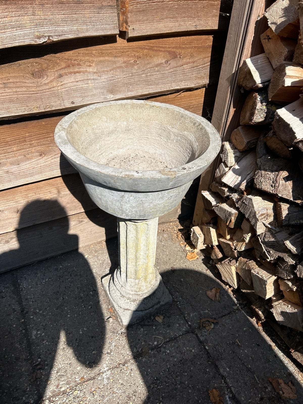 Betonnen bloempot op sokkel - Hoogte 65 cm, Diameter 40 cm, Ophalen, Gebruikt, Balkon, 40 cm of meer