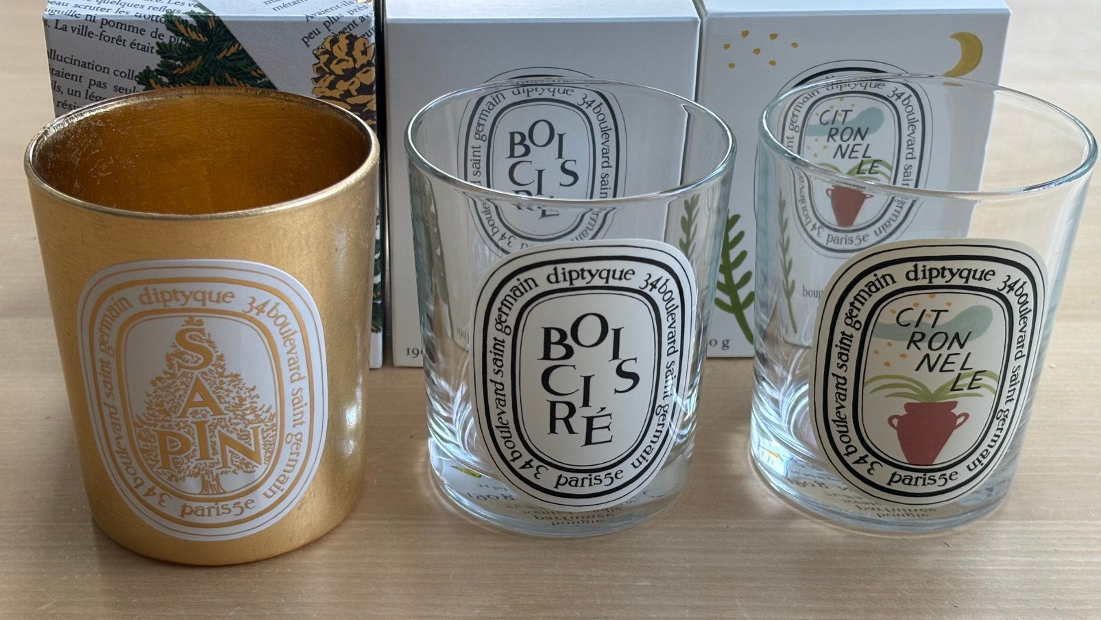 Diptyque 3 lege glazen kaars 190gr Nieuw, Huis en Inrichting, Verzenden, Nieuw, Kaars, Overige merken