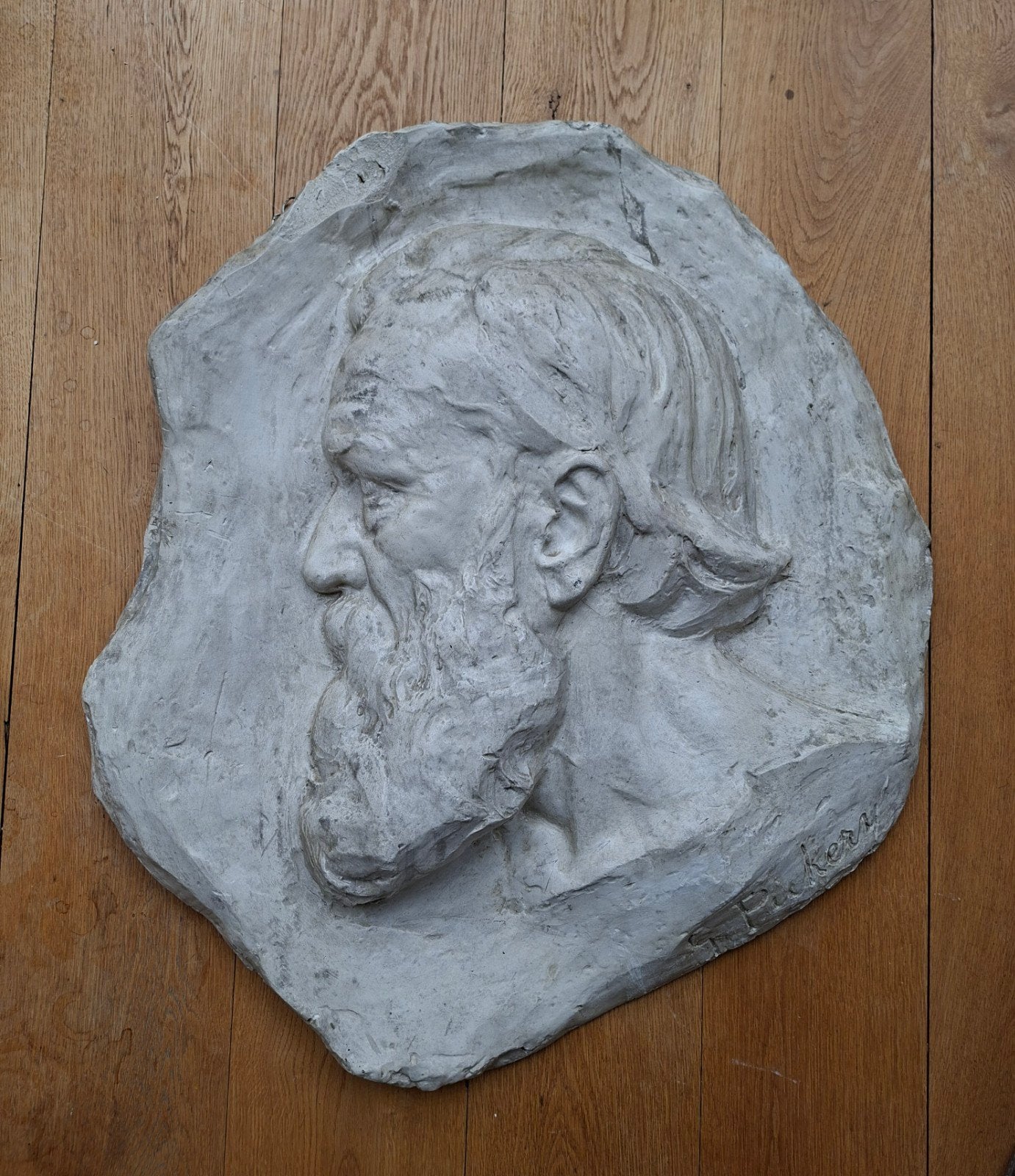 Groot gipsen plaquette eind 19e eeuws Gustaaf Pickery, Ophalen
