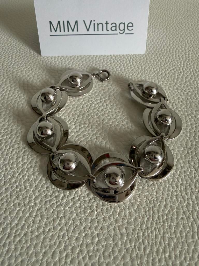 H065/Zilveren Vintage Zeldzame TEKA Modernist armband, Sieraden, Tassen en Uiterlijk, Gebruikt, Verzenden, X, Zilver
