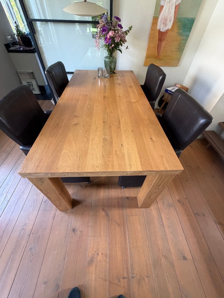 tafel en stoelen, Huis en Inrichting, Tafels | Eettafels, Ophalen, Gebruikt, Eikenhout, 50 tot 100 cm