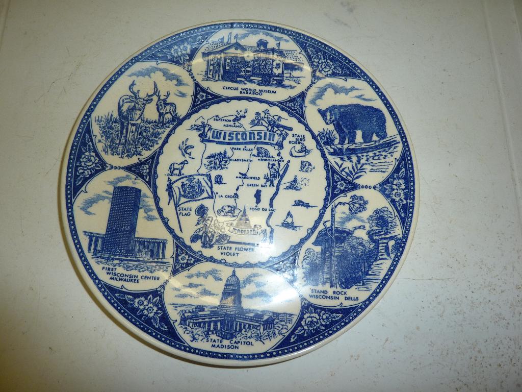 oude schotel wandbord wisconsin, Ophalen of Verzenden