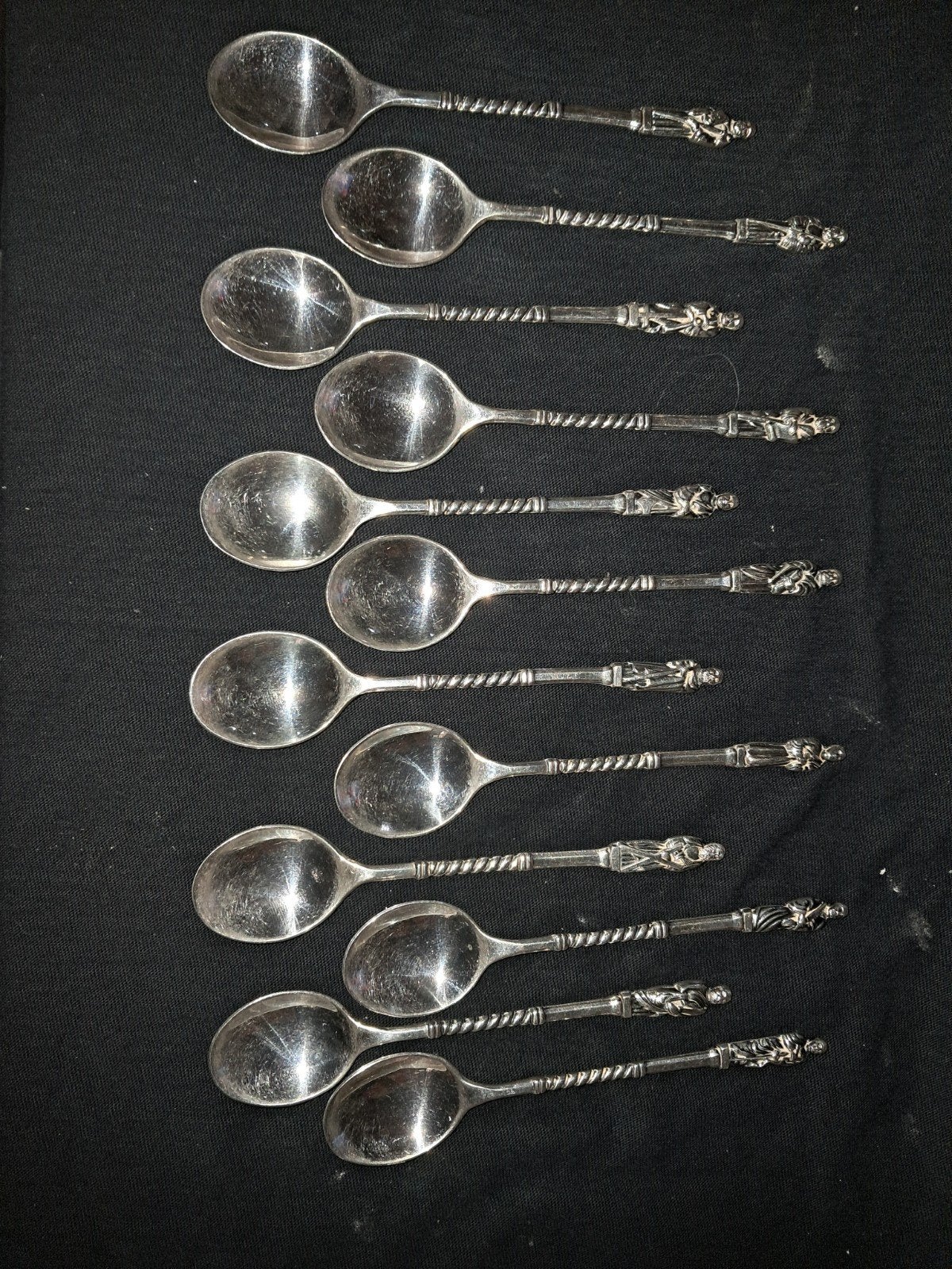 12 verzilverde apostel theelepeltjes, Antiek en Kunst, Ophalen of Verzenden