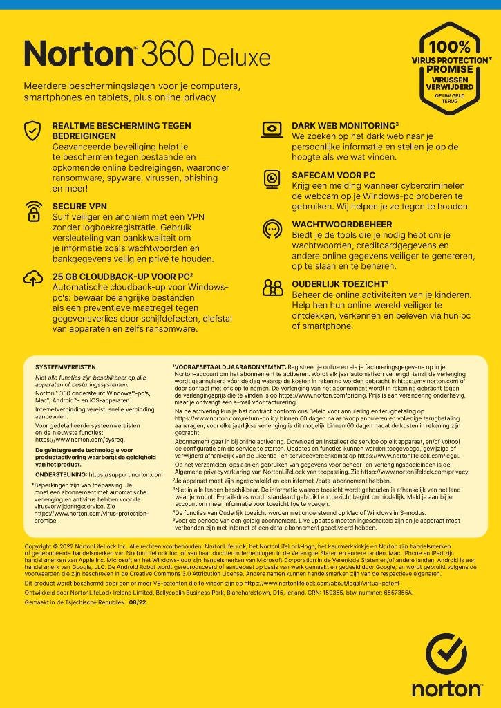 norton 360 De luxe, Computers en Software, Antivirus- en Beveiligingssoftware, Ophalen of Verzenden, Nieuw, NORTON, MacOS