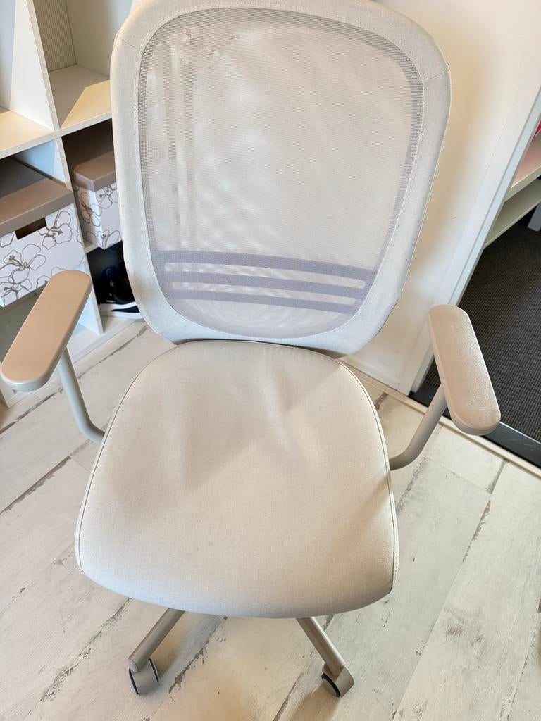 IKEA FLINTAN bureaustoel met armleuningen beige, Ophalen, Gebruikt, Beige, Bureaustoel