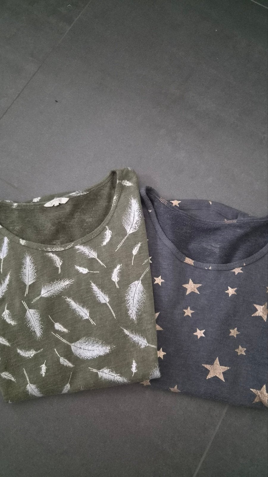 2 shirts met glimmende print - Revelation & Costes (M), Maat 38/40 (M), Korte mouw, Gedragen, Groen