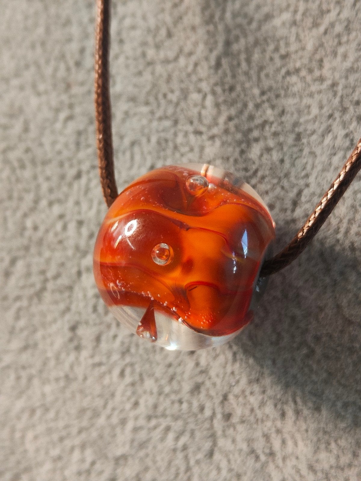 Glazen Hanger Ketting - Oranje & Transparant, Sieraden, Tassen en Uiterlijk, Nieuw, Oranje, Ophalen of Verzenden, Overige materialen