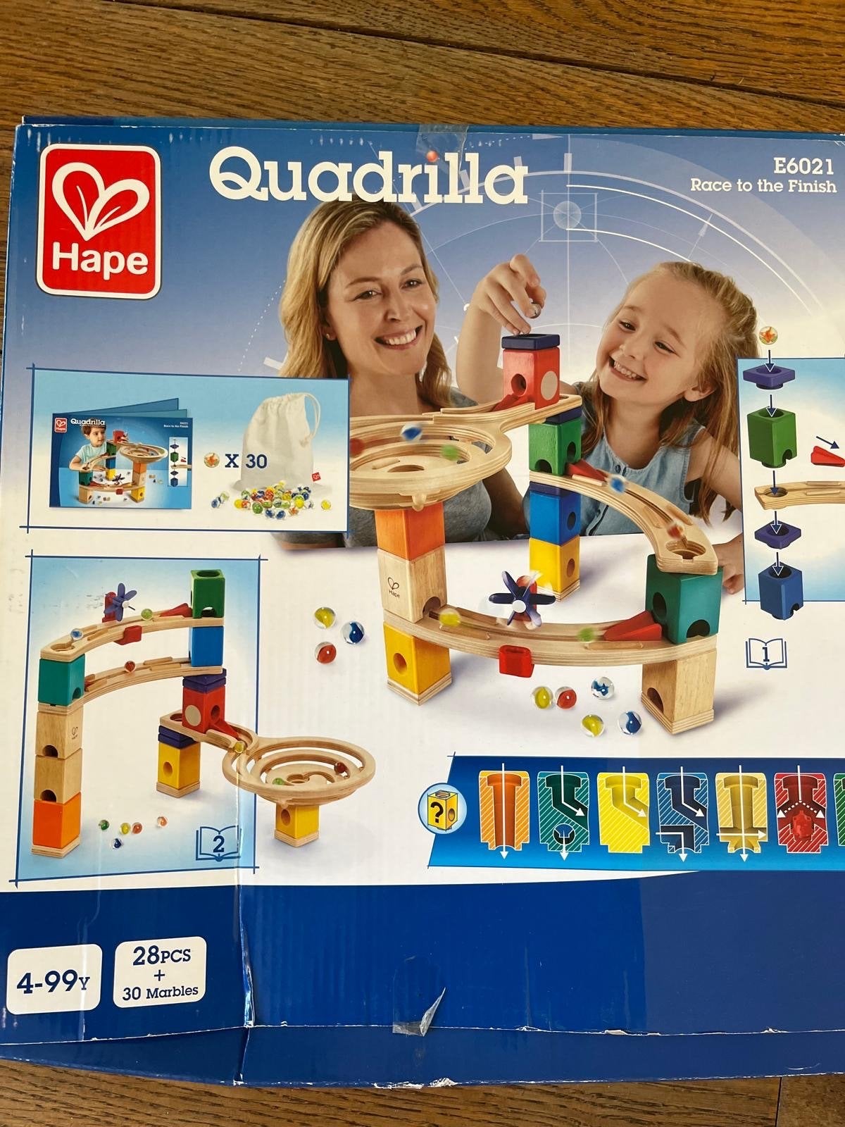 Hape Quadrilla knikkerbaan - Race to the Finish & uitbreidin, Ophalen of Verzenden, Zo goed als nieuw, Overige merken