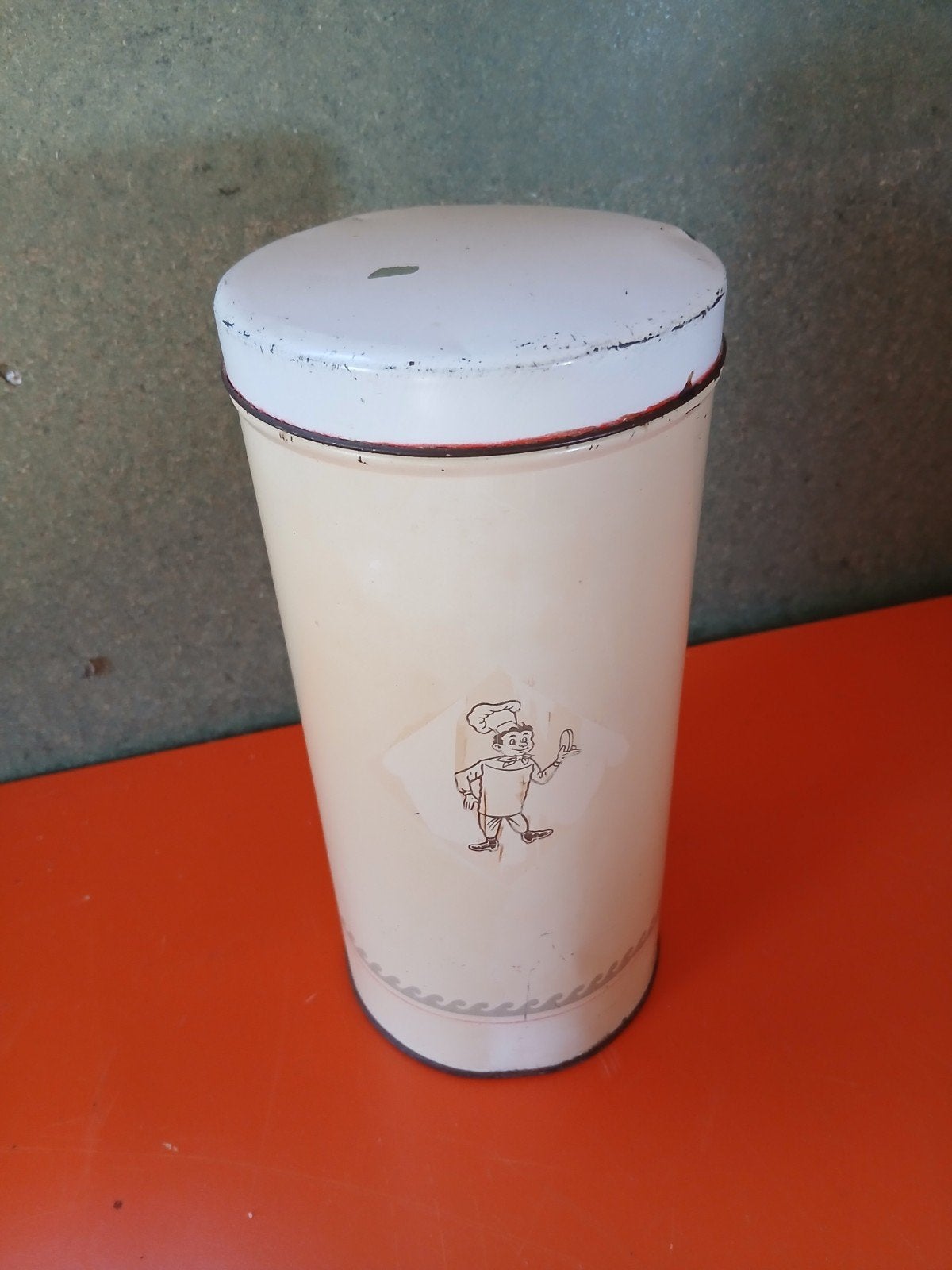Vintage bolletje voorraadbus met bakker afbeelding, Ophalen of Verzenden