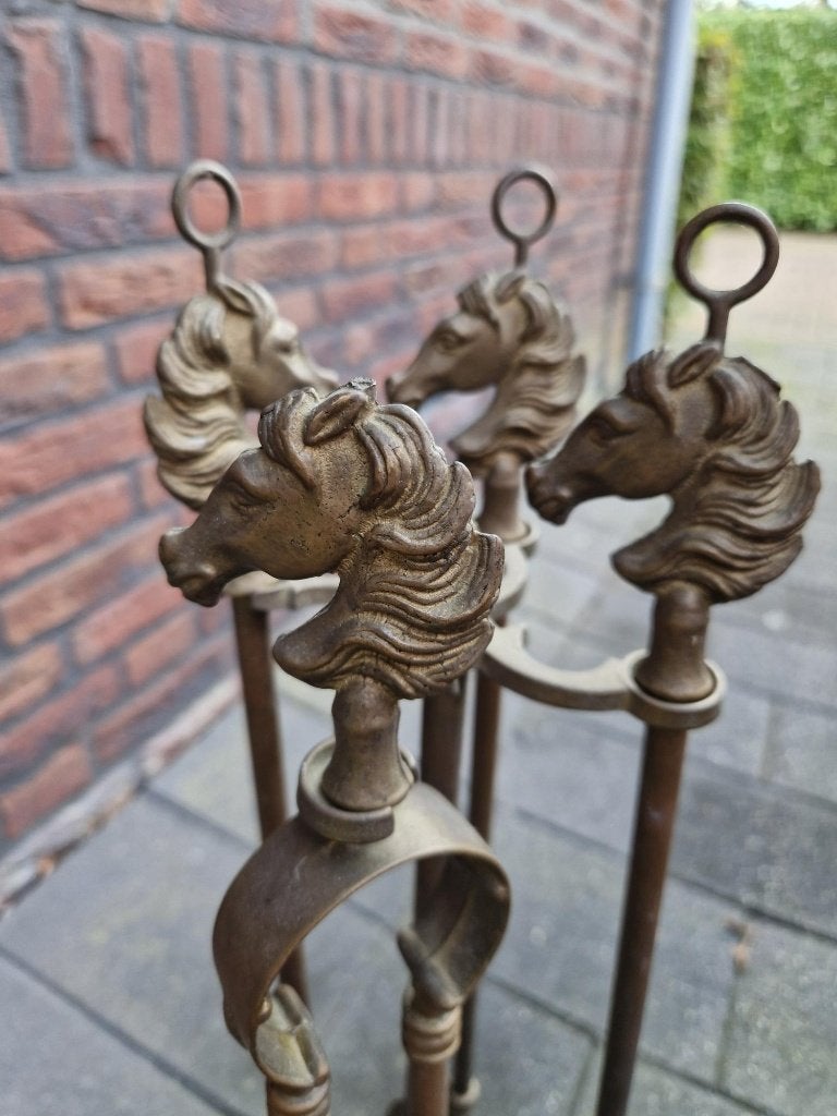 Antieke haardset met paardenkoppen, Ophalen, Gebruikt, Vrijstaande haard, Houthaard