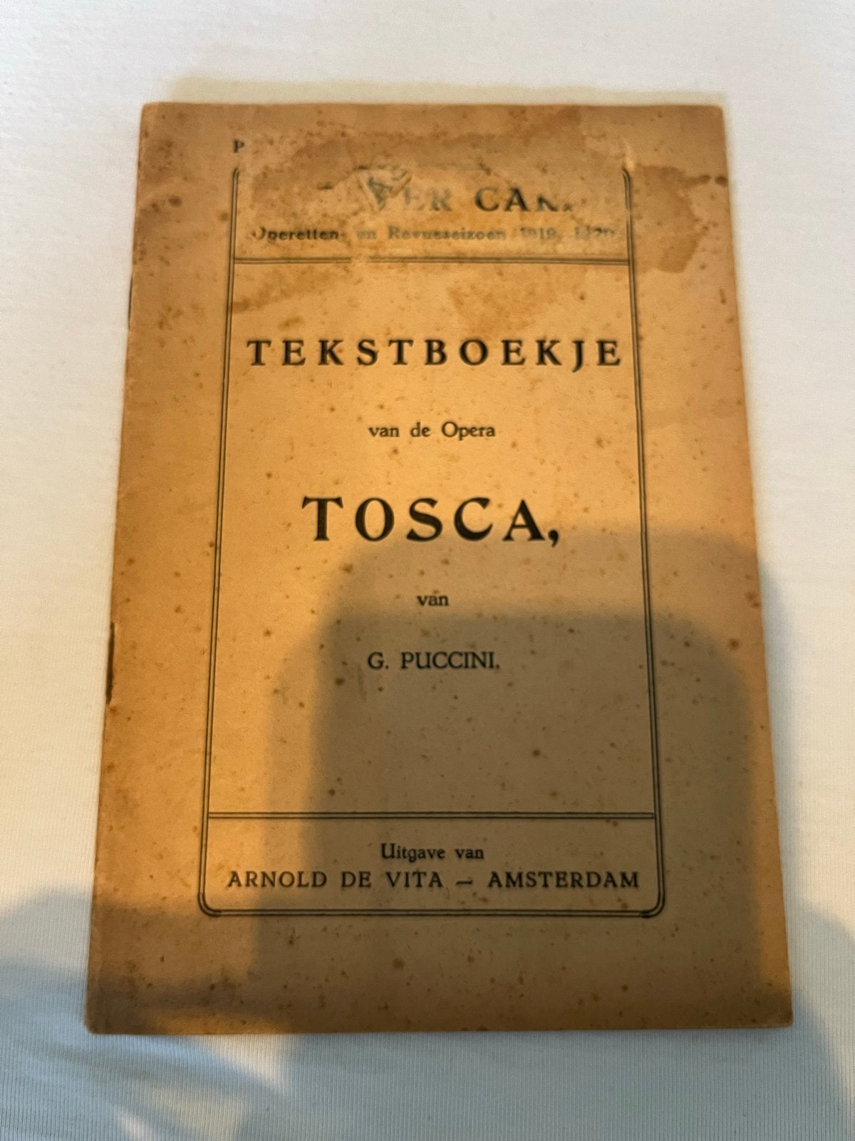 Tekstboekje van de Opera Tosca van G. Puccini, Boeken, Ophalen of Verzenden, Gelezen, Nederland