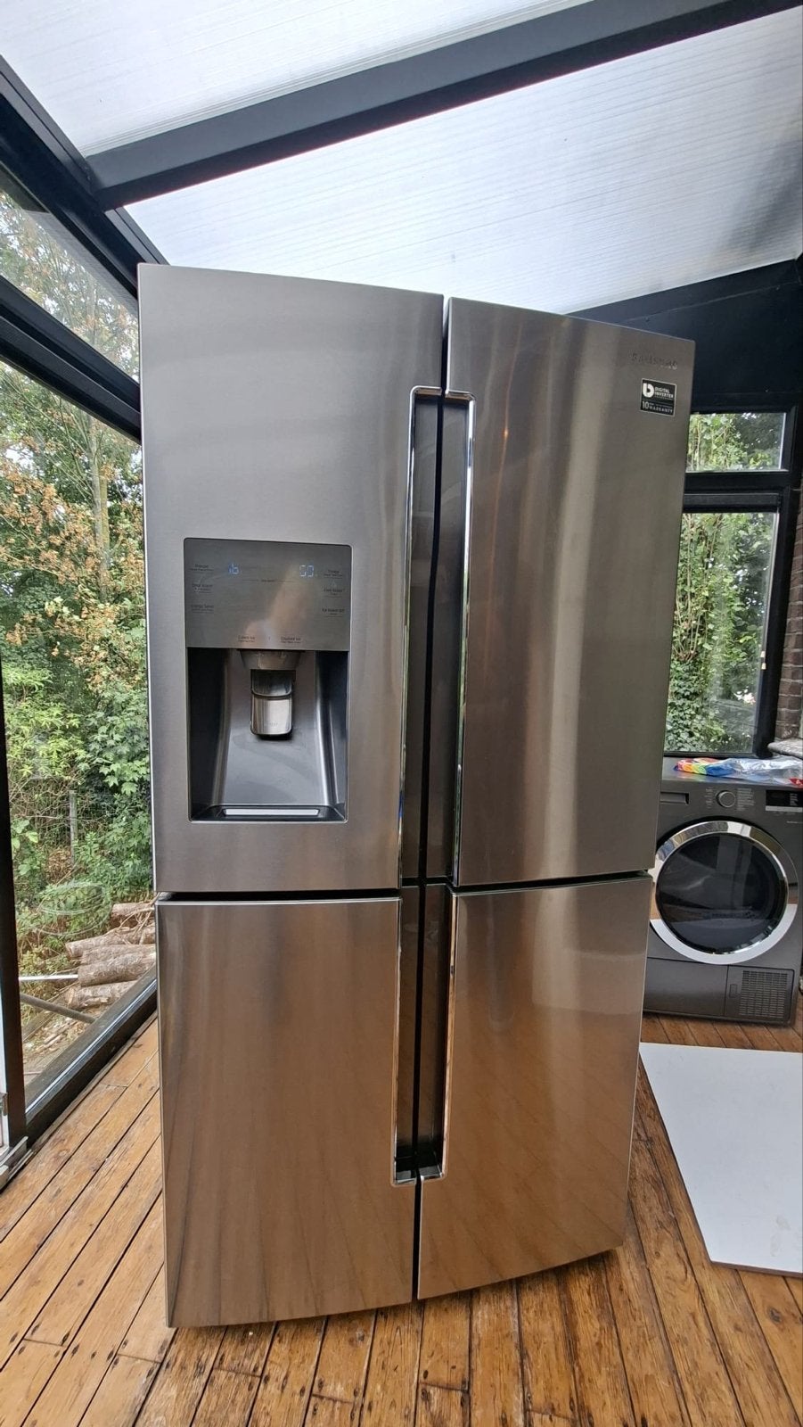 Samsung RF56J9041SR Amerikaanse Koelkast met IJsdispenser, Ophalen, 200 liter of meer, 60 cm of meer, Met aparte vriezer