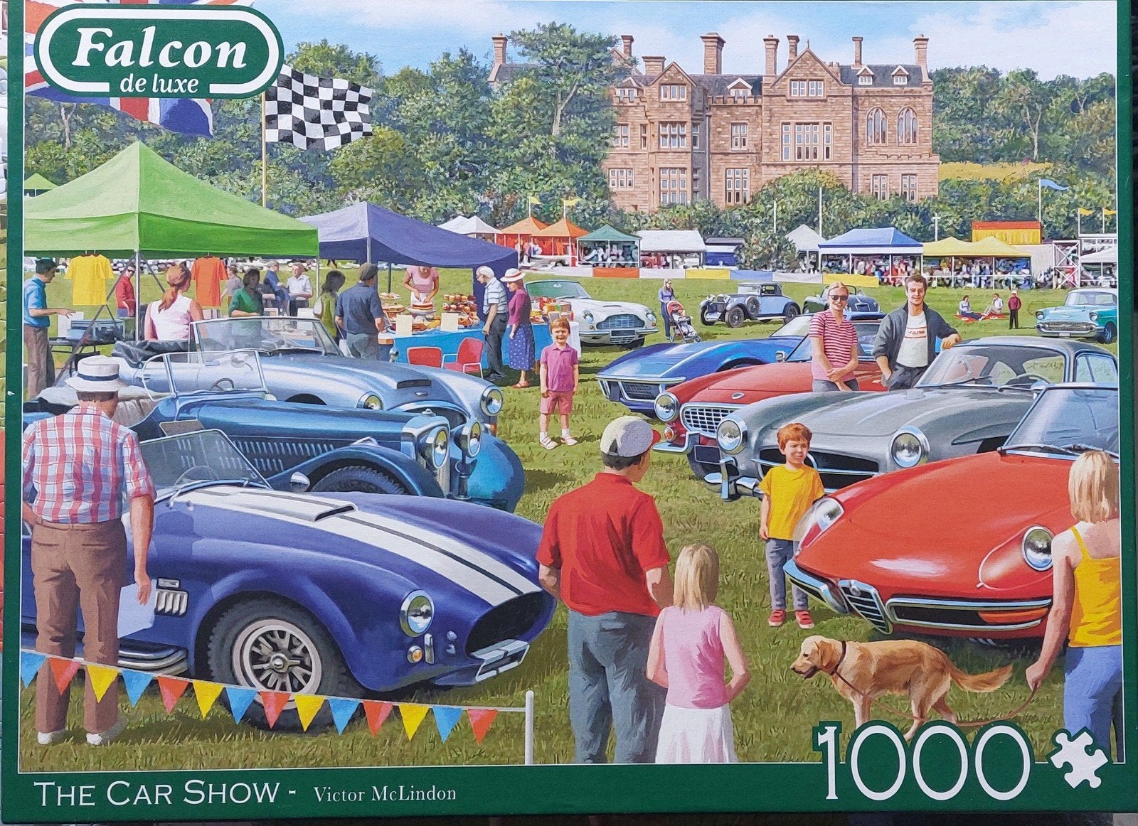 Falcon puzzel 1000 stukjes The Car Show, Ophalen of Verzenden, 500 t/m 1500 stukjes, Gebruikt, Legpuzzel