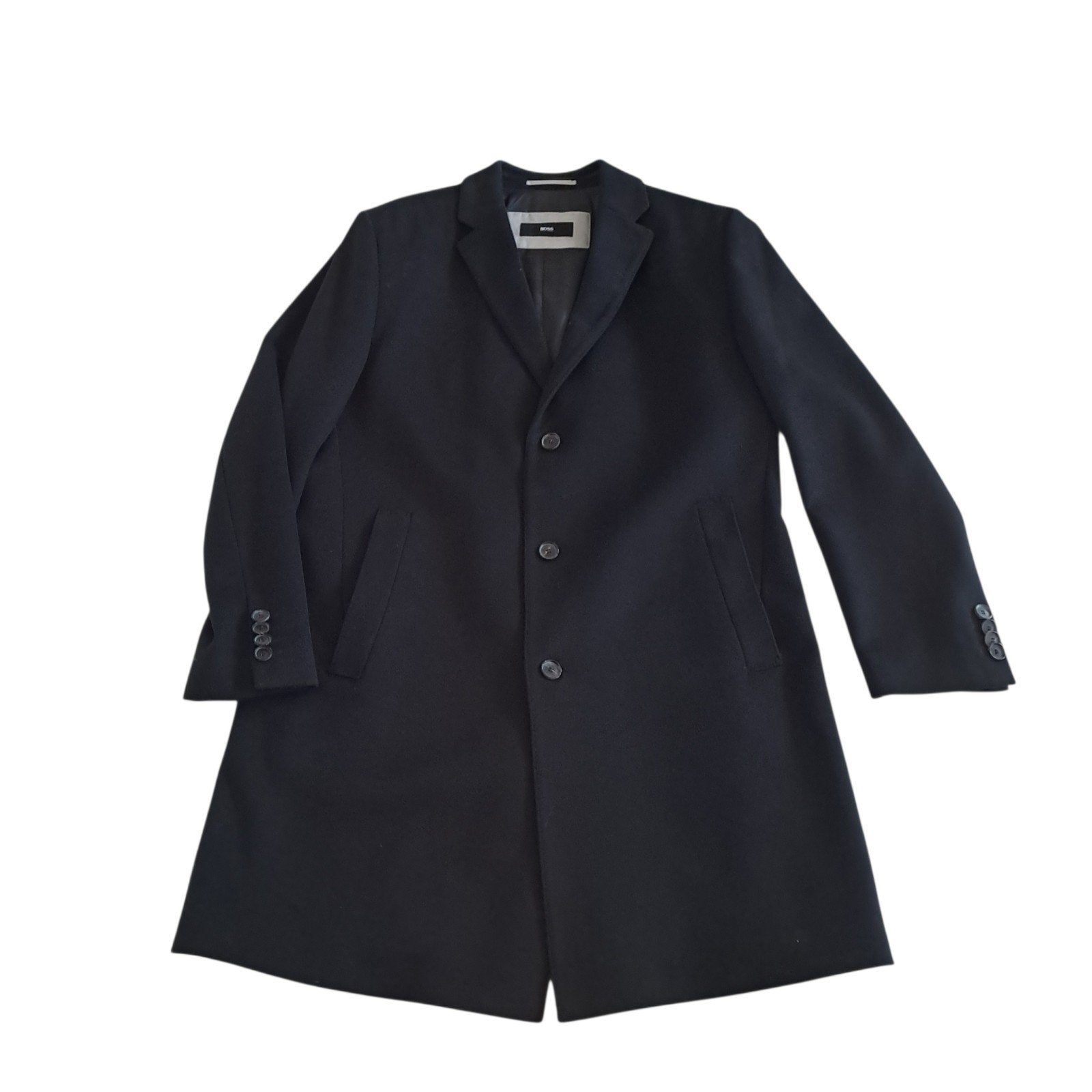 Hugo Boss wollen herenjas. Maat 54. Zwart., Ophalen of Verzenden, Zo goed als nieuw, Maat 52/54 (L), Zwart