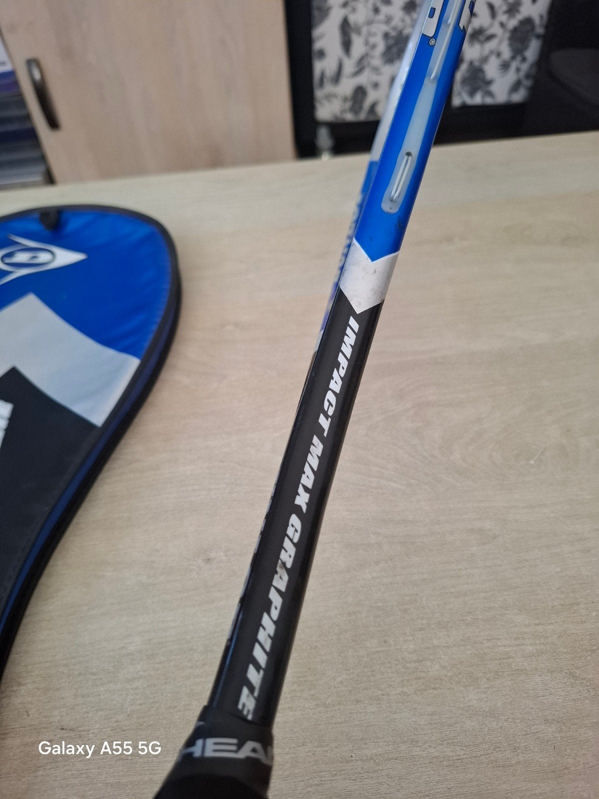 Dunlop Impact Max Graphite Squash Racket met hoes, Ophalen of Verzenden, Onbekend, Racket, Gebruikt