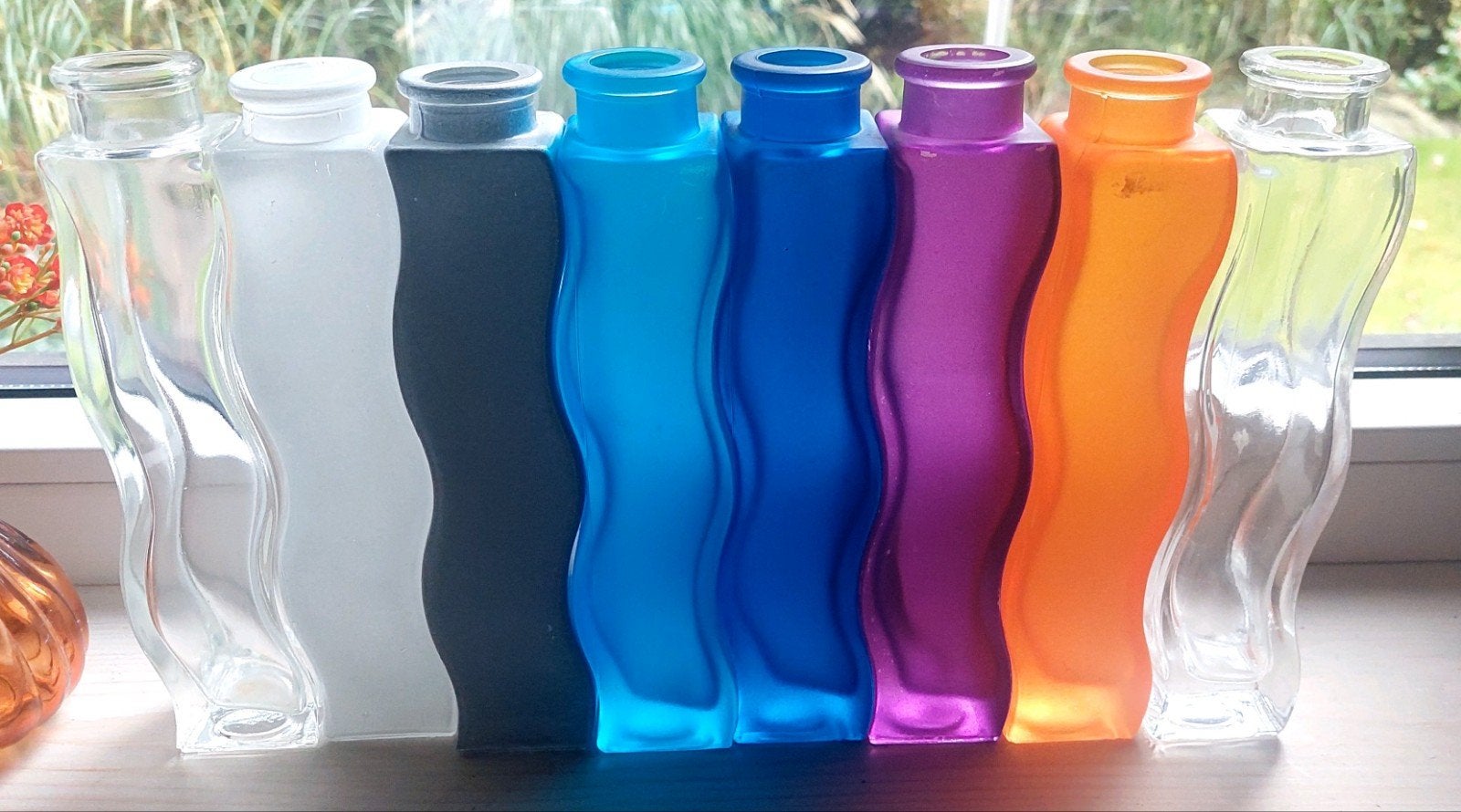 8 flesjes retro van de ikea , glas, Ophalen of Verzenden, Glas