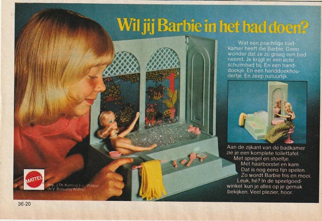 Retro reclame 1977 Mattel Barbie pop met ligbad, Verzamelen, Verzenden, Overige typen