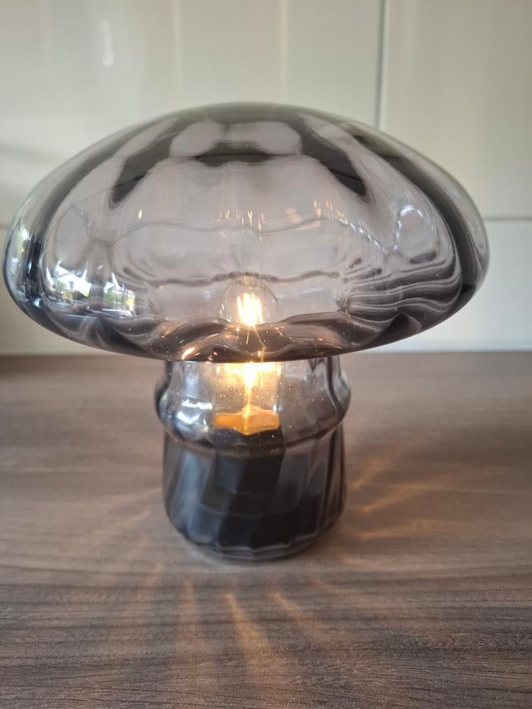 Paddestoel lampje., Ophalen of Verzenden, Gebruikt, Glas, Minder dan 50 cm