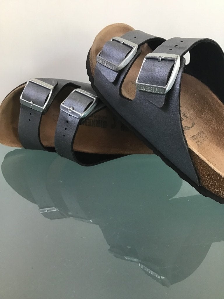Birkenstock Arizona 38 | zilver grijs | Gratis verzenden, Slippers, Verzenden, Zo goed als nieuw, Grijs