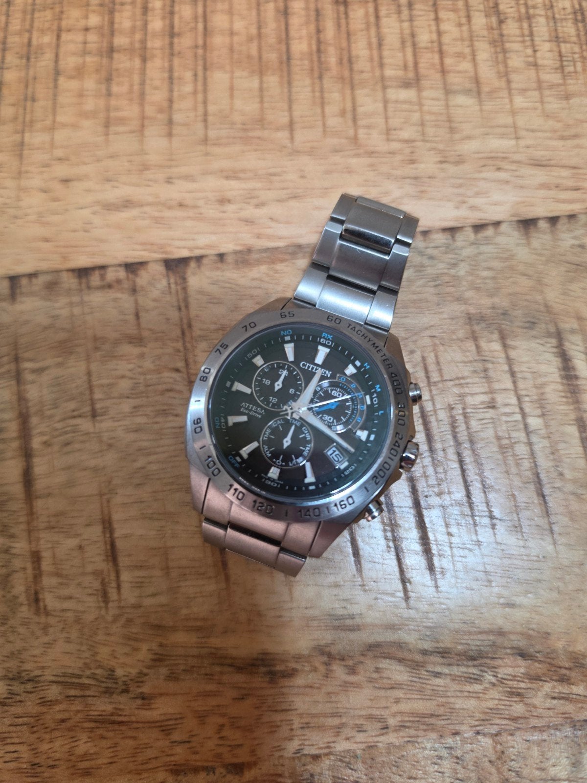 Citizen Attesa Eco-Drive Chronograaf Titanium, Ophalen of Verzenden, Gebruikt, Citizen