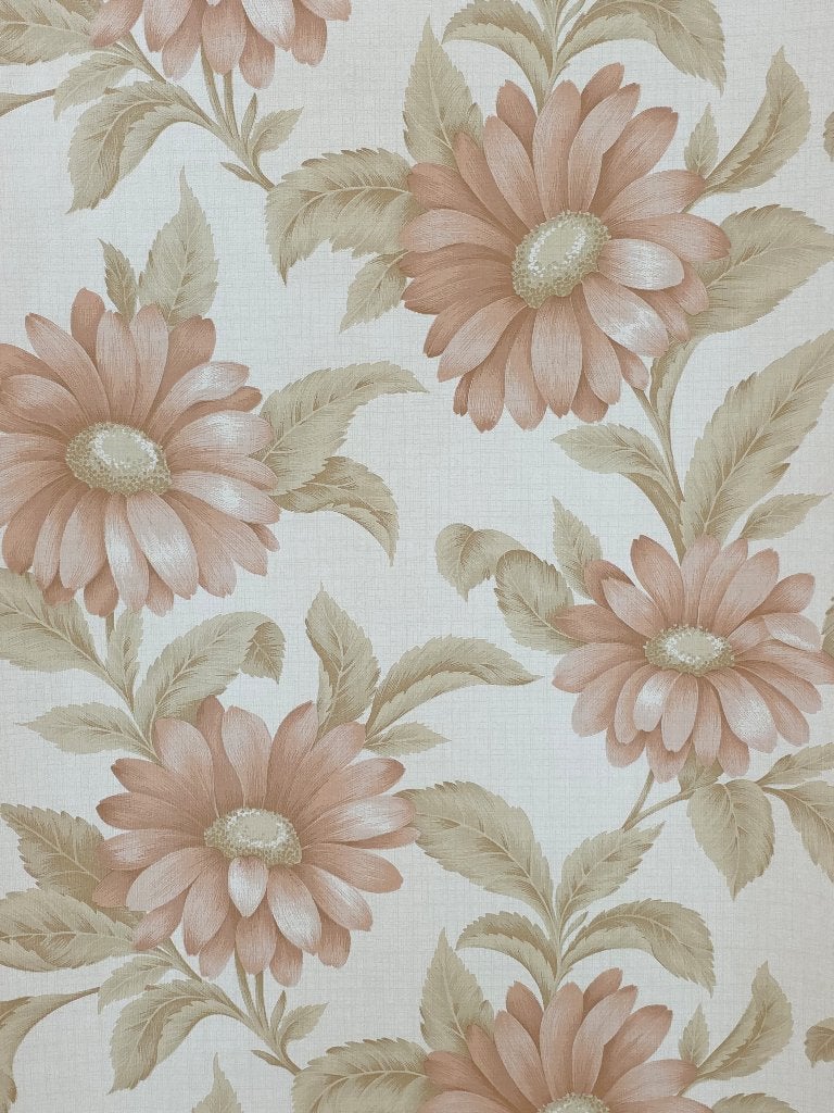 5068 retro bloemenbehang oudroze beige groen 70s swiet, Huis en Inrichting, Stoffering | Behang, Ophalen of Verzenden, Bruin