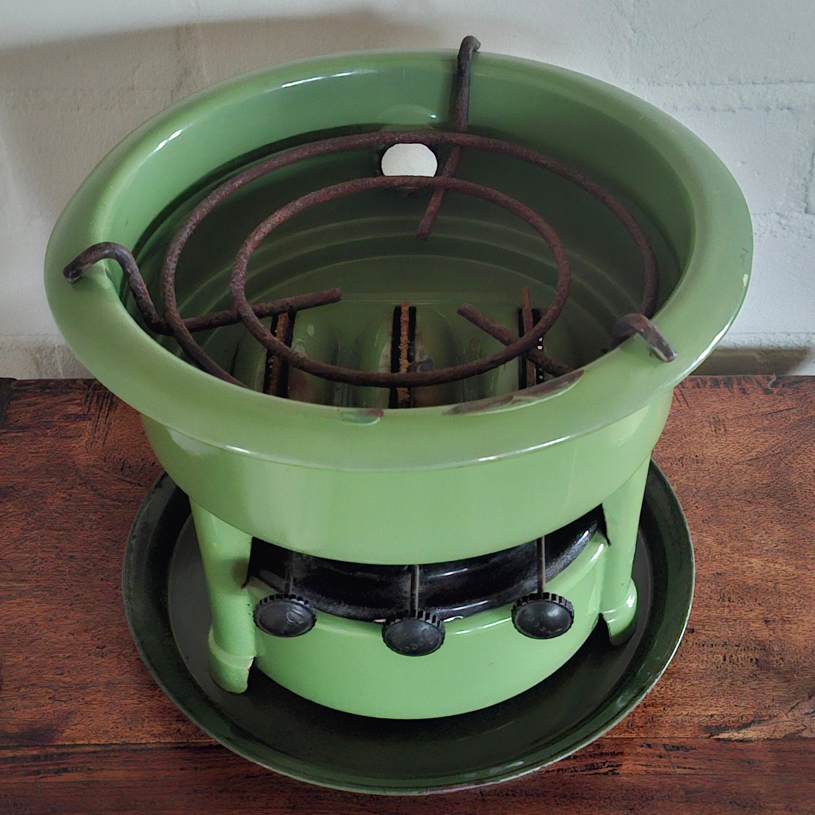 Petroleumstel - Groen geëmailleerd, Ophalen of Verzenden