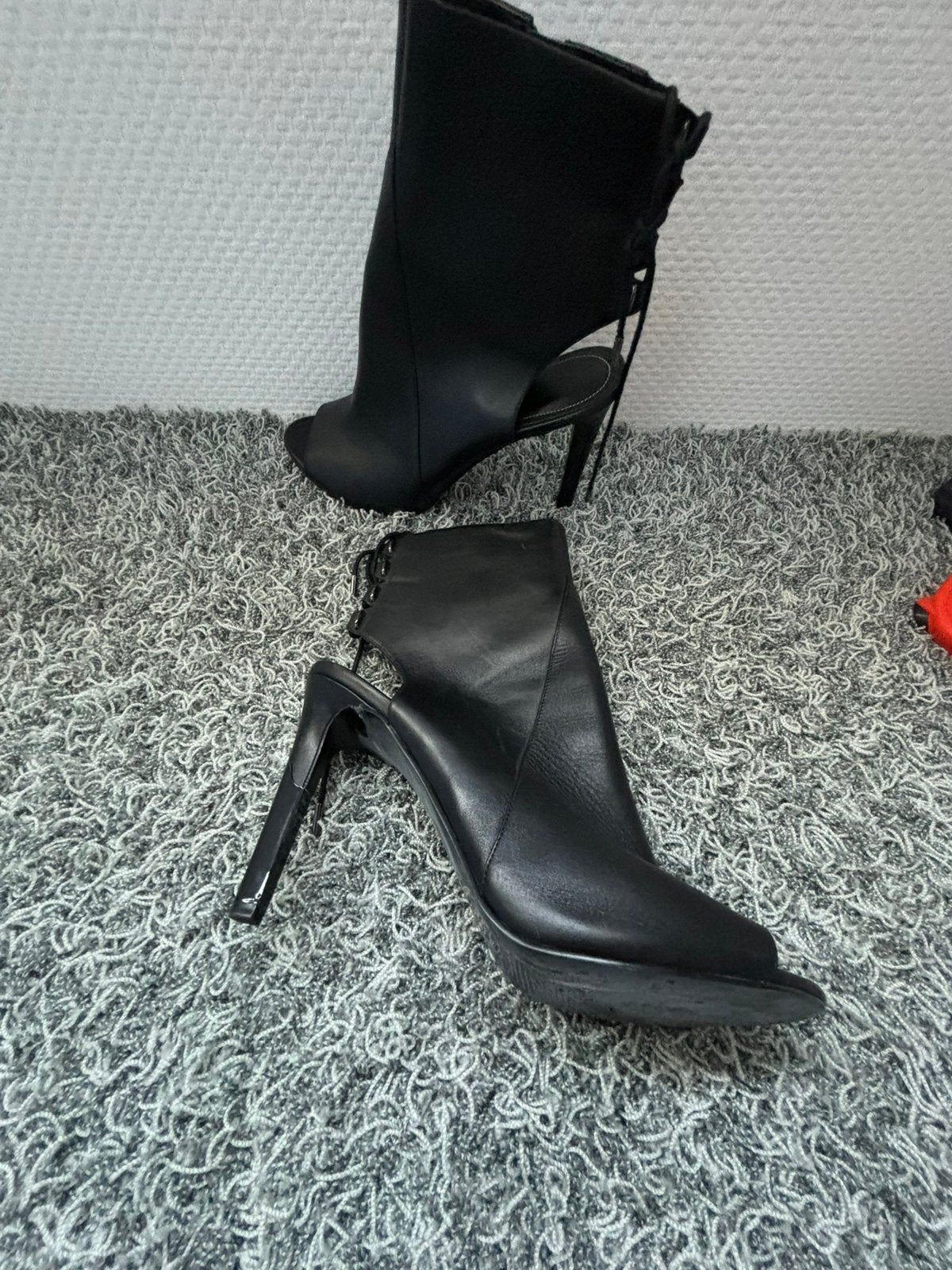 Steve madden enkel laarzen maat 40 met open hak, ., Zwart, Lage of Enkellaarzen, Ophalen of Verzenden